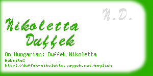 nikoletta duffek business card